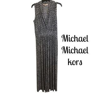 MICHAEL MICHAEL KORS SLEEVELESS V NECK MAXI FITTED DRESS